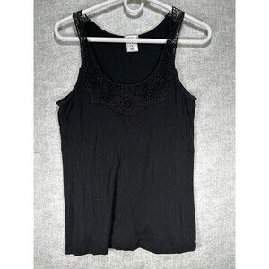 Old Navy Perfect Fit Fitted Tank Top for Women Black Size Medium Lace Detail